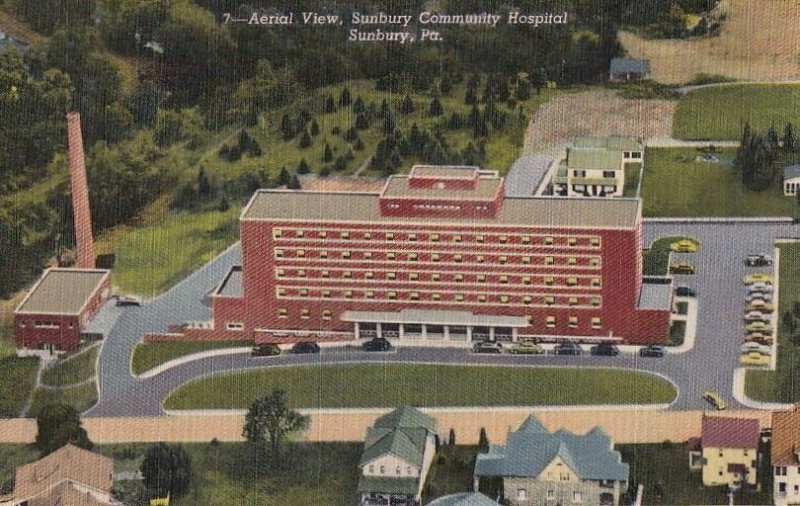 Postcard Aerial View Sunbury Community Hospital Sunbury PA