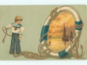 Pre-Linen SAILOR BOY WITH SUNSET AC1124