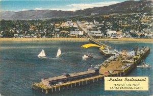 California Santa Barbara Harbor Restaurant 1940s Colorpicture Postcard 22-10486