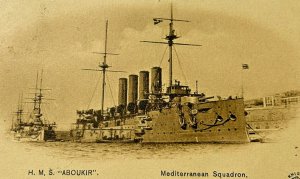 HMS Aboukir Cruiser Ship Royal Navy Vintage Postcard WWI Era c1905