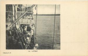 British Colonial ship real photo postcard Ghana Gold Coast - A Bord