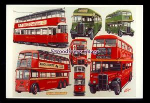 tm6628 - London Buses - Transport in the 1950s - Artist - G.S.Cooper - postcard