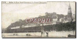 Lyon Old Postcard Church Saint Georges bridge and large seminar