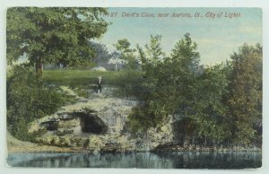 C.1900-10 Devil's Cave City Of Lights Aurora, IL Vintage Postcard F77