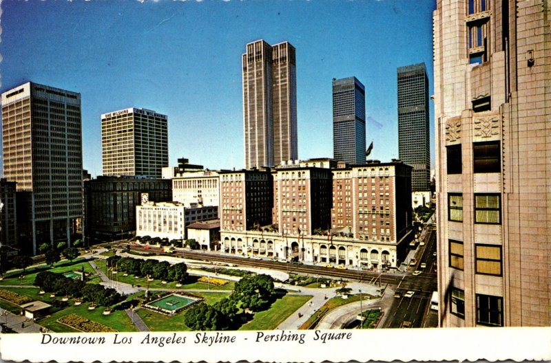 California Los Angeeles Downtown Skyline Pershing Square 1974