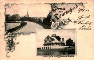 Vintage Postcard: Remscheid, Stadthalle and Bismarckthurm, Greetings