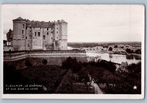Pays de la Loire France Postcard Saumur Castle View of Loire c1920's RPPC Photo