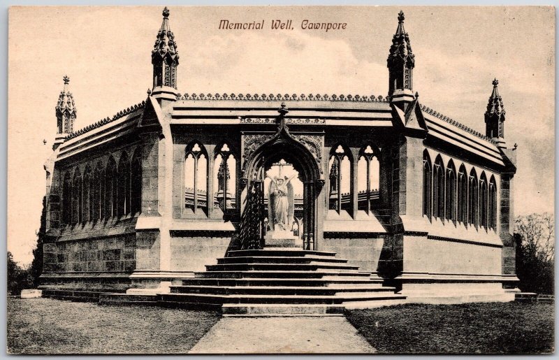Memorial Well Cownpore Monument in Kanpur India Antique Postcard