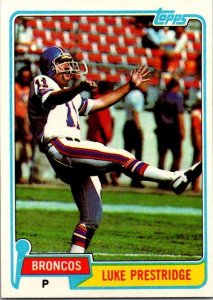 1981 Topps Football Card Luke Prestridge Denver Broncos sk60071