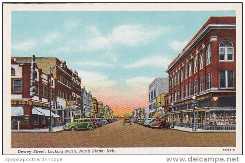 Dewey Street Looking North North Platte Nebraska Curteich