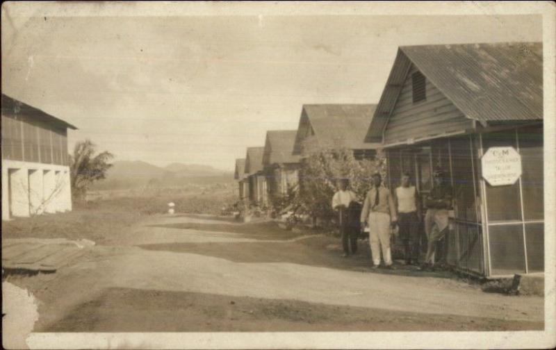 Philippines Written on Back Co M Military Photographer & Tailor on Sign RPPC