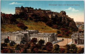 Edinburgh Castle and National Gallery Scotland Aerial View Trees Postcard