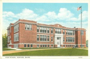 Sanford, Maine High School White Border Postcard Unused