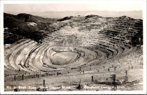 Real Photo Postcard Pit & East Side Utah Copper Mine Bingham Canyon Utah