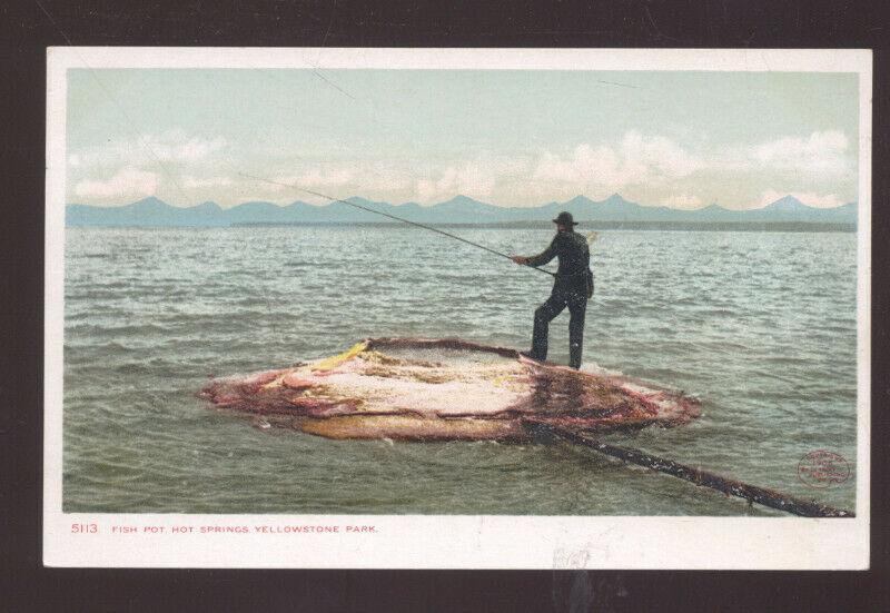 YELLOWSTONE NATIONAL PARK MONTANA FISH POT HOT SPRINGS VINTAGE POSTCARD