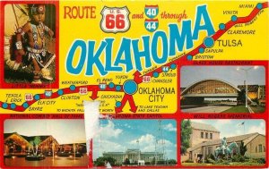 Oklahoma multi View Map Attractions 1950s Crocker Scenic Postcard 22-6761