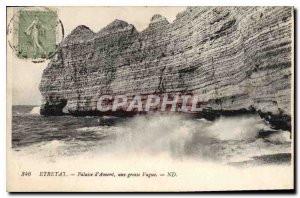 Old Postcard Cliff Etretat Upstream a Big Wave