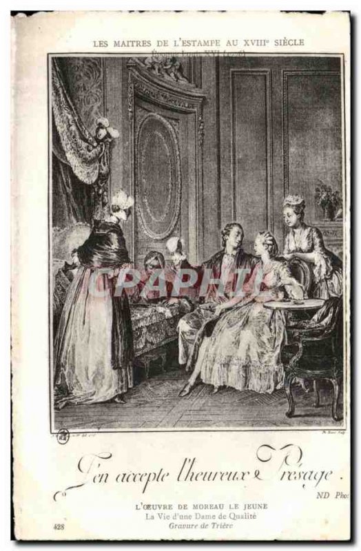 Old Postcard The Work From Moreau The Young Life of Engraving Quality of Lady...