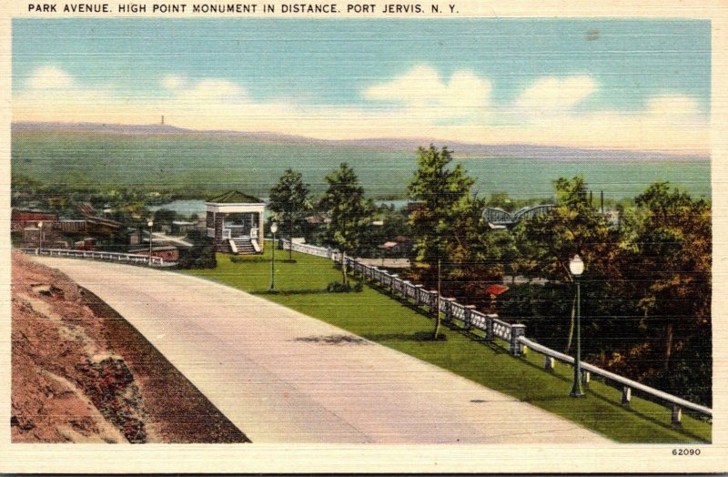 New York Port Jervis Park Avenue High Point Monument In Distance