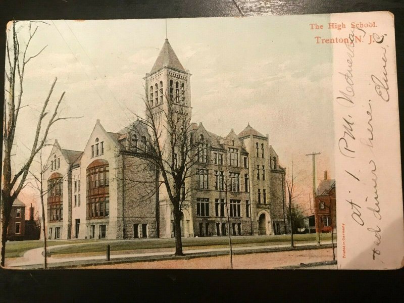 Vintage Postcard 1907 The High School Trenton New Jersey Europe