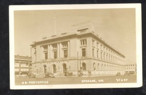 RPPC SPOKANE WASHINGTON U.S. POST OFFICE OLD CARS VINTAGE REAL PHOTO POSTCARD