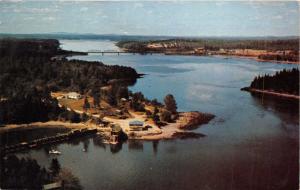 HANCOCK MAINE  TIDAL FALLS LOBSTER POUND~PICNIC GROUND~AERIAL VIEW POSTCARD 1956