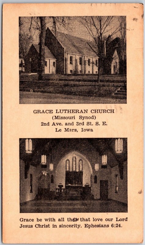 Grace Lutheran Church (Missouri Synod) Le Mars Iowa IA Postcard 