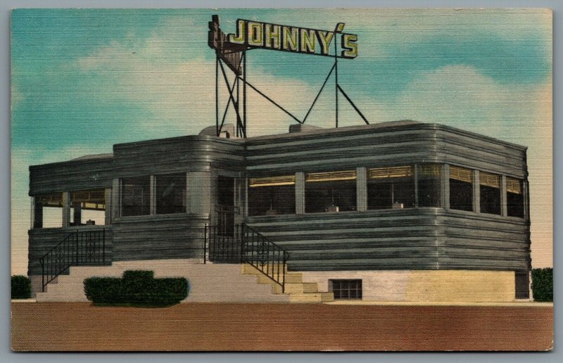 Postcard Somerville NJ c1940s Johnny's Diner on Route 29 Somerville Circle