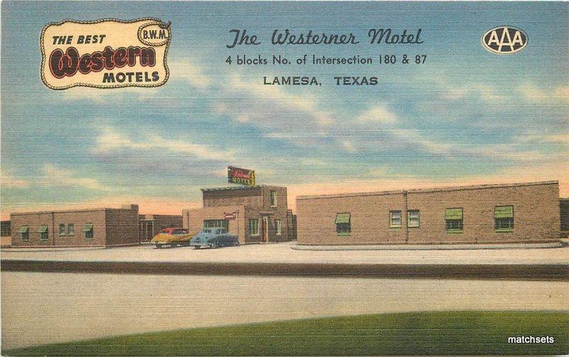 1940s LAMESA TEXAS Westerner Motel roadside linen Nationwide postcard 2320