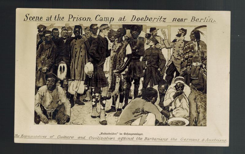 Mint WW1 England Anti German Postcard Doeberitz Prison Camp Civilizat 