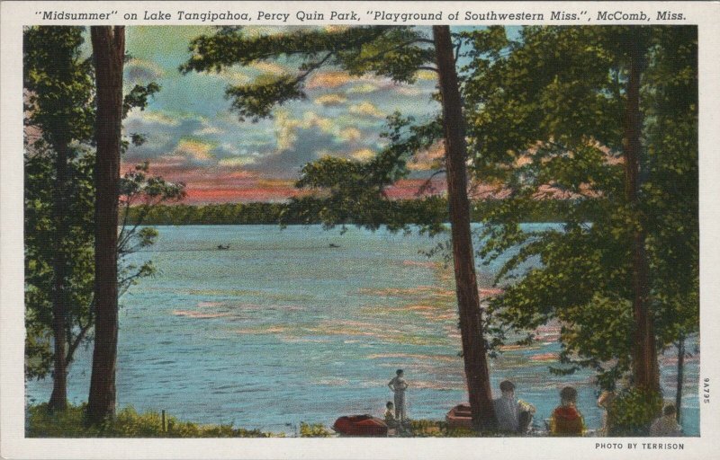 Postcard Midsummer Lake Tangipahoa Percy Quin Park McComb MS