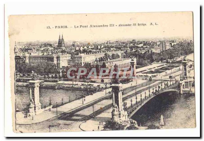Paris (1) Old Postcard Alexandre III bridge