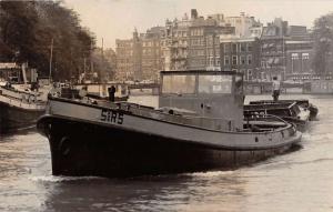 Amsterdam Netherlands Boats in River Real Photo Antique Non-PC Back J41035