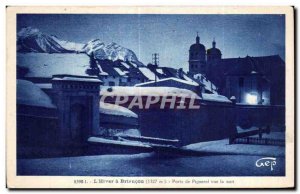 Old Postcard The Winter's Gate Briancon Pinerolo view at night