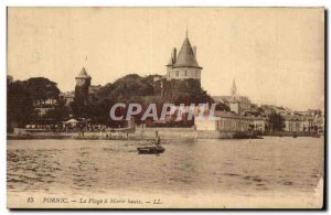 Old Postcard Pornic La Plage high Maree