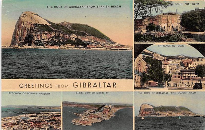 Rock of Gibraltar from Spanish Beach, South Port Gates Gibraltar 1958 