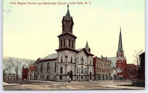 1915 First Baptist And Methodist Church Little Falls New York NY Posted Postcard