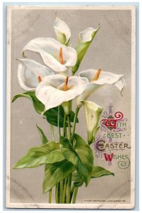 John Winsch Artist Signed Postcard Easter Lily Flowers Embossed 1912 Antique