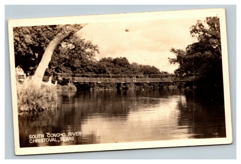 Vintage 1944 RPPC Postcard South Concho River Christoval Texas