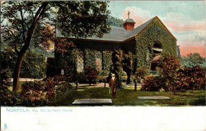 Tucks 2223 Old St Paul's Church Norfolk VA Landmarks UDB Vintage Postcard G64