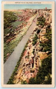 BILLINGS, Montana  MT    AIRPORT ROAD  Engineering Feat  1946   Postcard