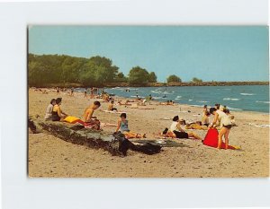 Postcard Bathing Beach And Scenery At Nickle Plate Park Huron Ohio USA