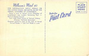 Vernal Utah 1950s Postcard Millecam's Motel 40