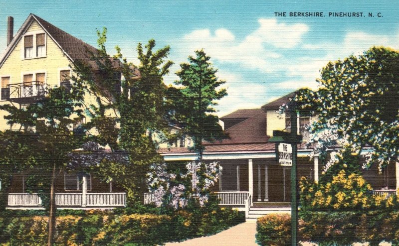 Pinehurst NC-North Carolina, The Berkshire Front View Vintage Postcard c1930