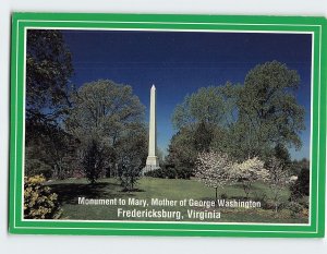 Postcard Monument to Mary, Mother of George Washington Fredericksburg Virginia