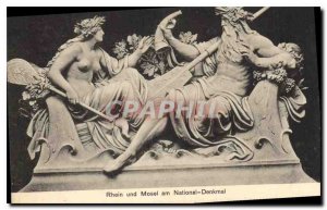 Old Postcard Rhein und Mosel am National Denkmal