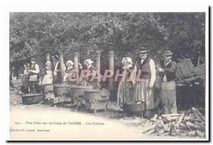 Old Postcard A wedding around Valves the kitchens (reproduction)