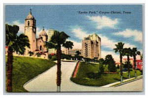 Vintage 1940's Postcard Spohn Park Old St. Patrick's Church Corpus Christi Texas