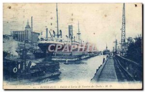 Old Postcard Bordeaux Out Walk ship docks boats