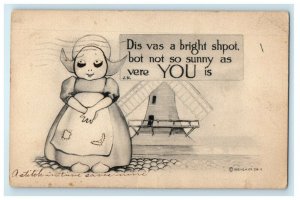 1916 Dutch Girl Dis Vas A Bright Shpot But Not So Funny As Vere You Postcard